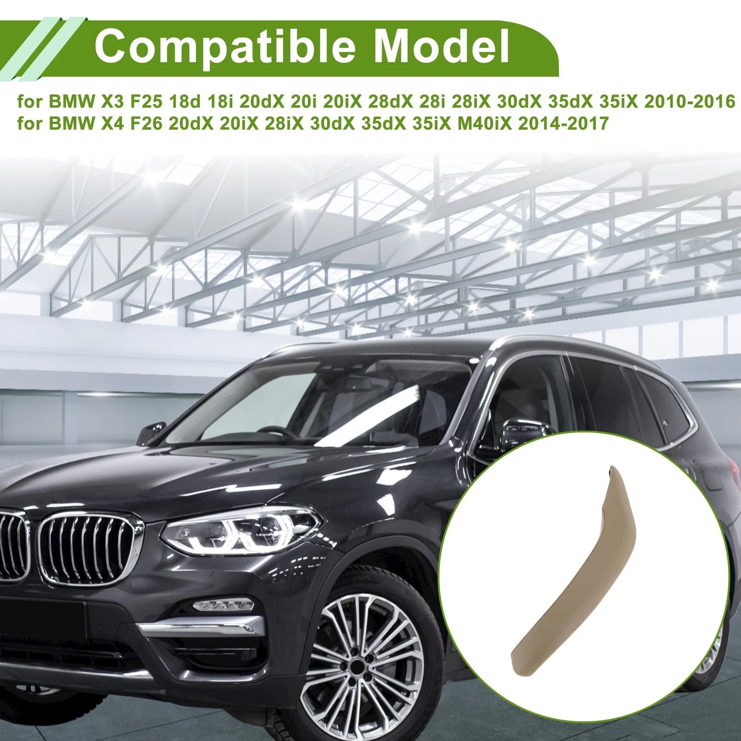 Beige Door Panel Handle Pull Trim Cover for BMW X3 (2010-2016)