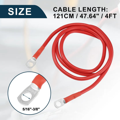 Battery Cable Car Marine Inverter 5/16-3/8 in 4 ft Red Copper