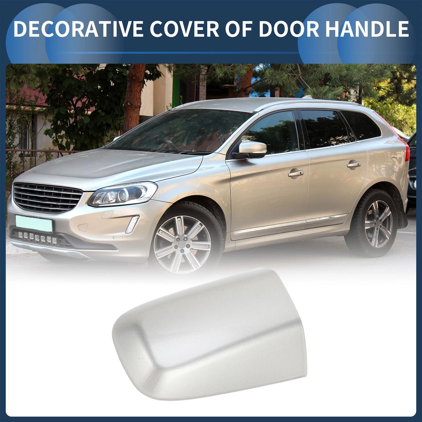 Front Left Door Handle Cover for Volvo XC60 (2015-2017) Silver Tone