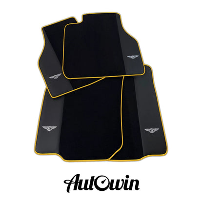 AutoWin Black Floor Mats for Bentley Flying Spur (2019-2023) Orange Trim