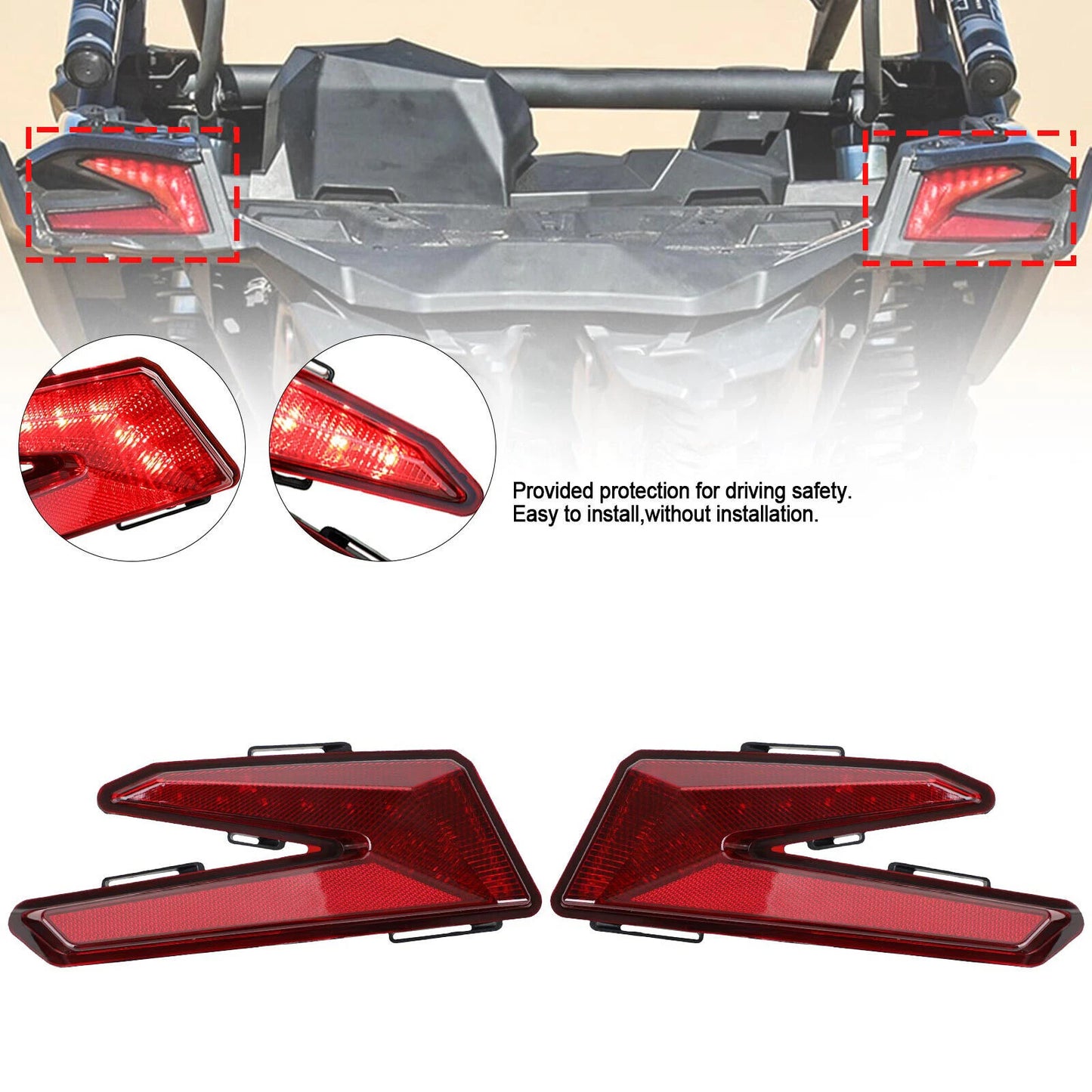 Red Brake Tail Lights for Can Am Maverick X3 Turbo (2017-2021)