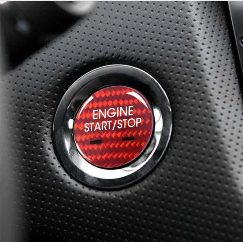 Black Carbon Fiber Engine Start Buttons Cover Cap Trim Fit For Cadillac XTS CT6