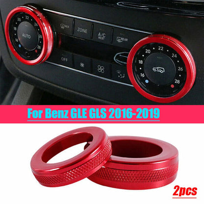 Red Aluminum A/C Button Knob Cover Trim for Benz GLE GLS (2016–2019)