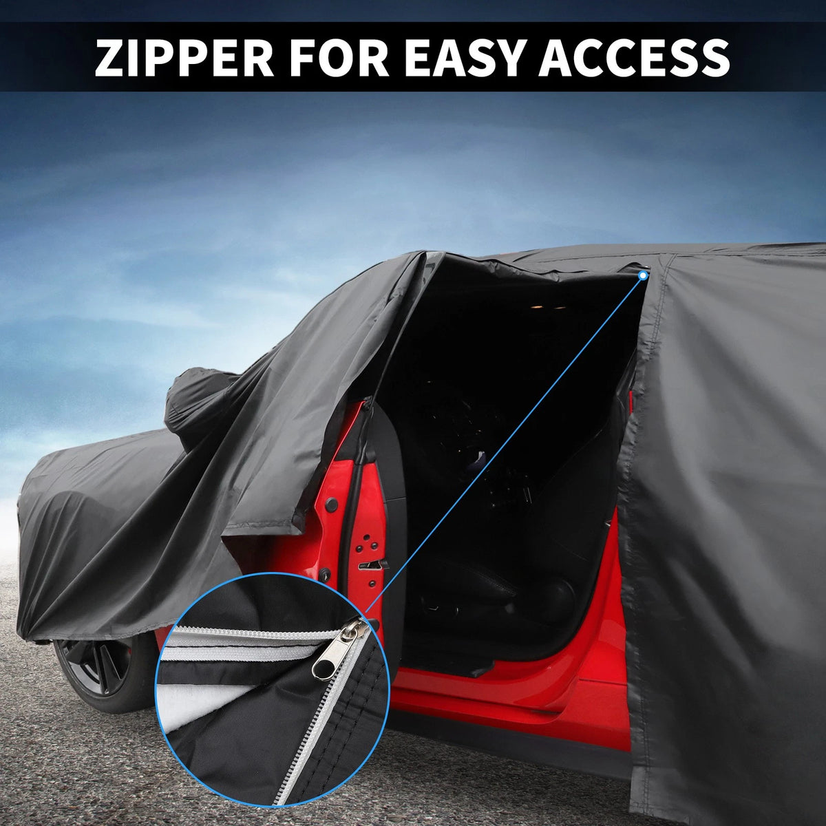 Waterproof Car Cover with Driver Door Zipper for Ford Mustang