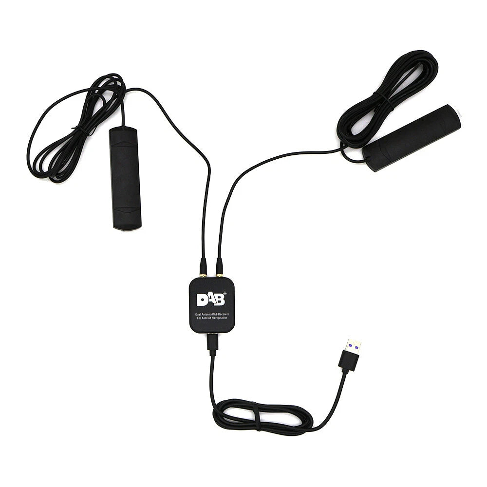 DAB+ Digital Tuner Adapter for Car Audio Radio USB Receiver with Dual Antennas