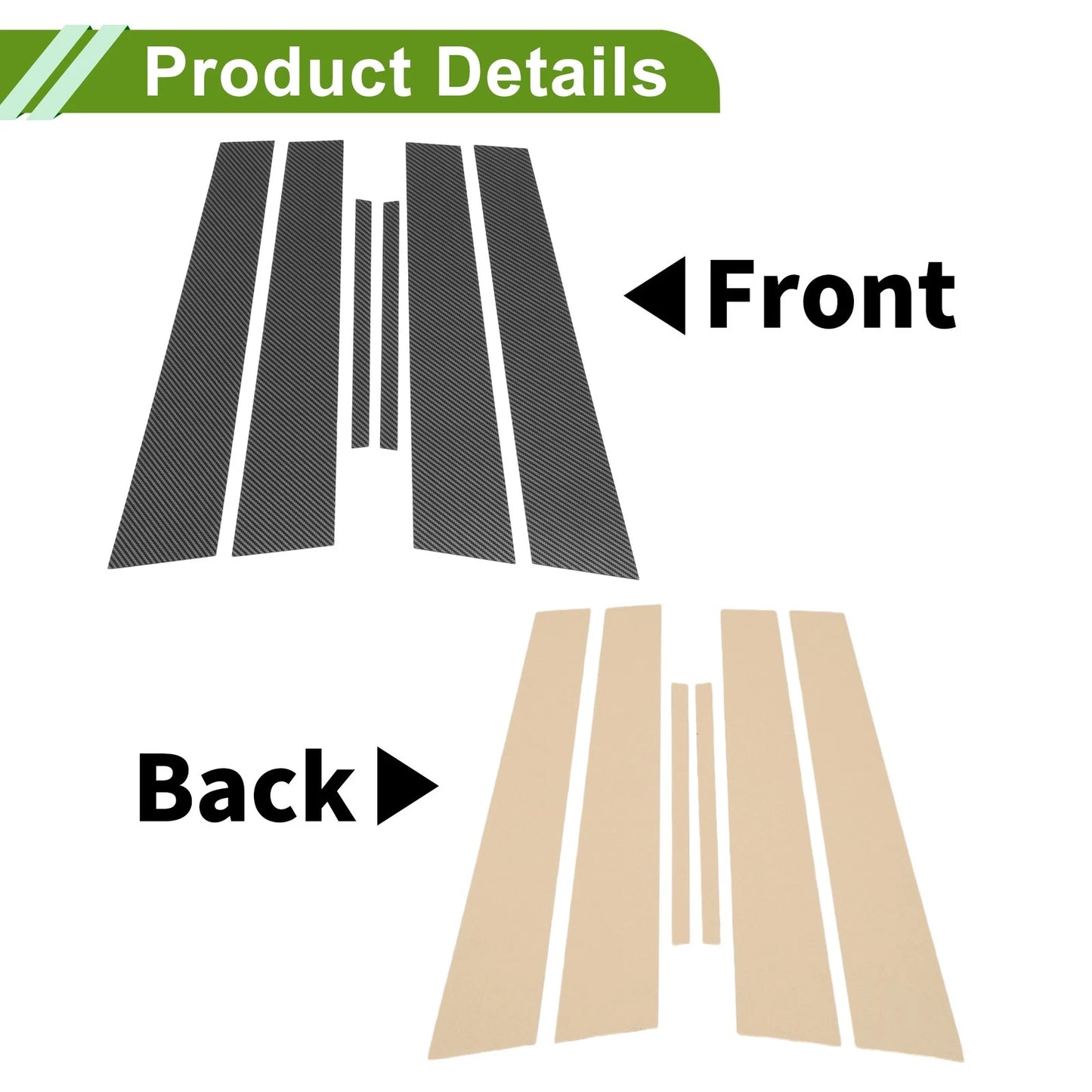 6 x Pillar Window Trim for Dodge Charger (2011-2021) Carbon Fiber Pattern Black