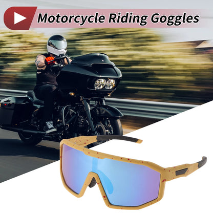 Motorcycle Riding Goggles Blue Lens Yellow Red Frame UV400