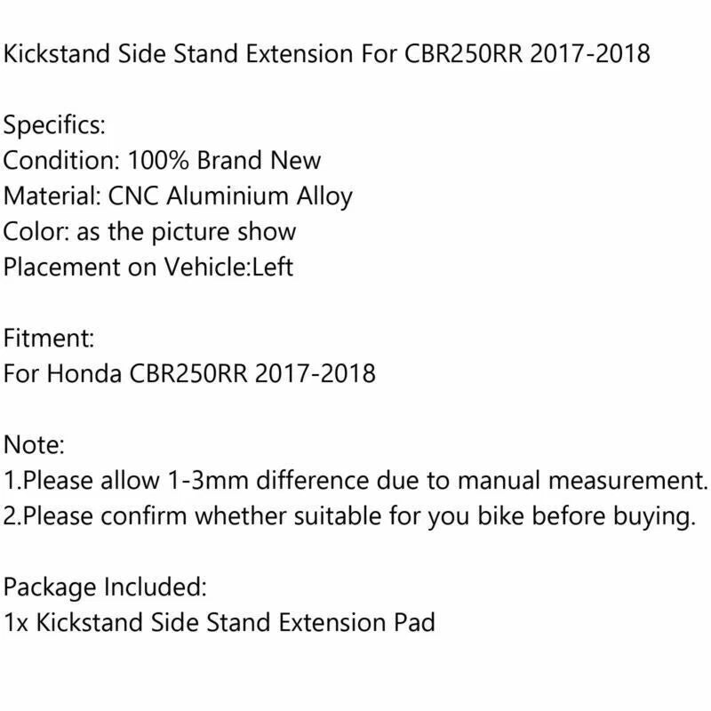 CNC Side Stand Pad Extension for Honda CBR 250 RR (2017-2018)