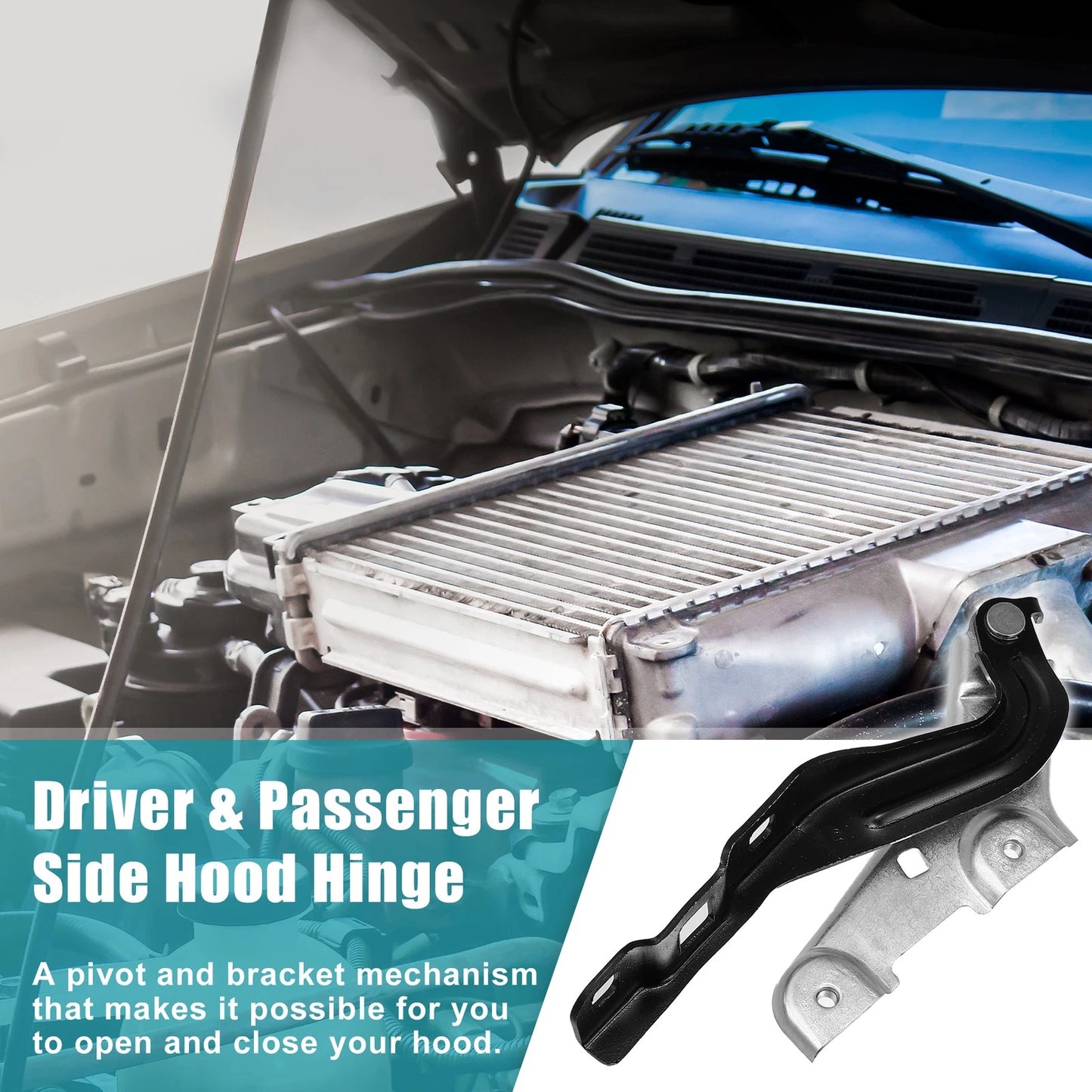 Hood Hinge Right & Left for Chevrolet Black