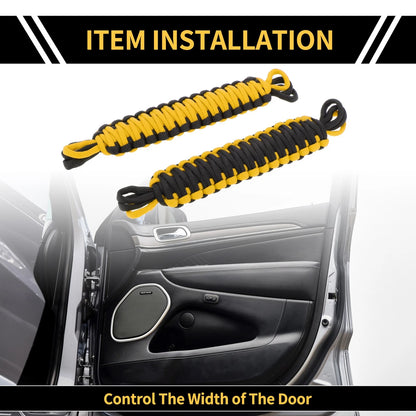 2 x Door Limiting Straps for Jeep Wrangler TJ JK JKU (2007-2018) Black Yellow
