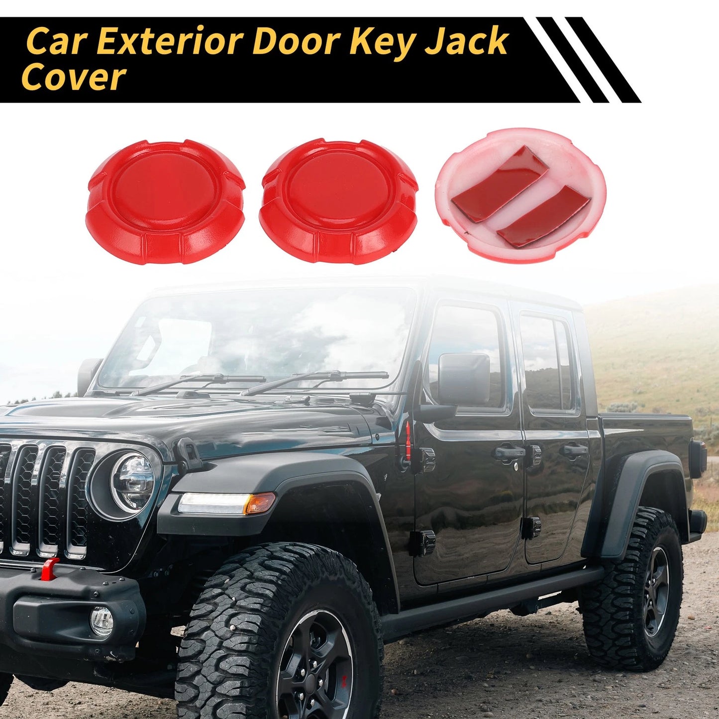 3 x Car Exterior Door Key Jack Covers for Jeep Wrangler JL JLU Sport (2018-2022)