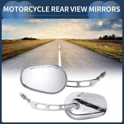1 Set Motorcycle Rear View Mirrors Chrome Silver Tone for Harley Dyna Road King