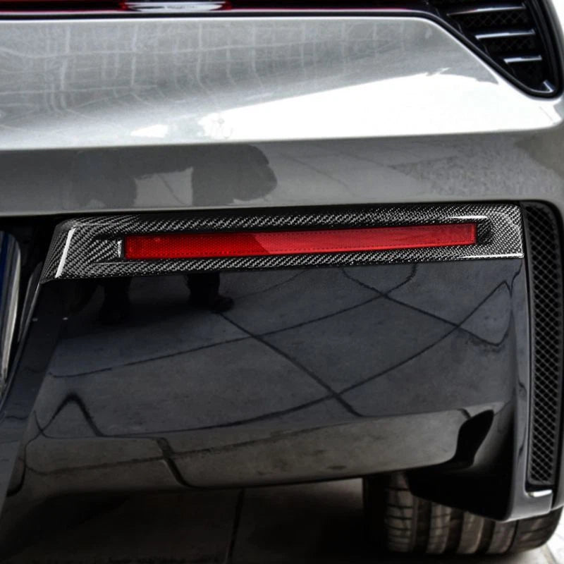 Real Carbon Fiber Rear Fog Light Lamp Cover Trim for Corvette C7 2014-2019