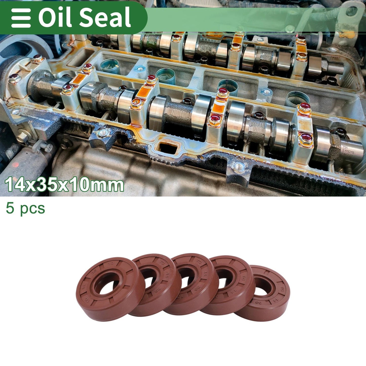 Oil Seal / 14x35x10mm / Seal Ring Rotary Shaft Seal Fluorine Rubber for Auto