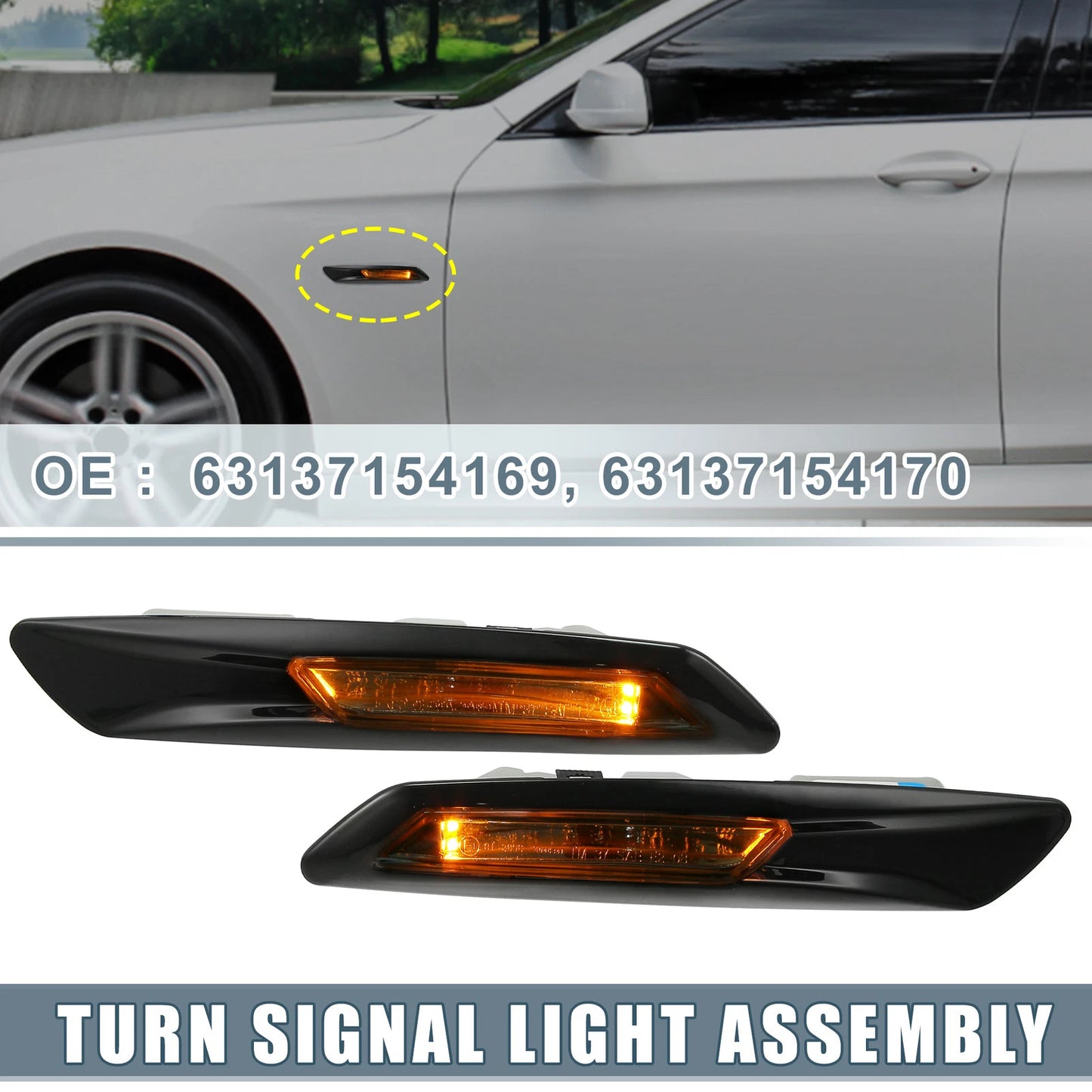 Amber Side Marker Turn Signal Light for BMW 528i 535i 550i F10 (2011-2016)