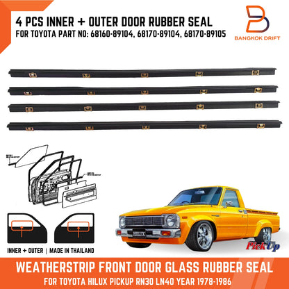Inner Outer Weatherstrip Door Seal for Toyota Hilux Ute (78-86)