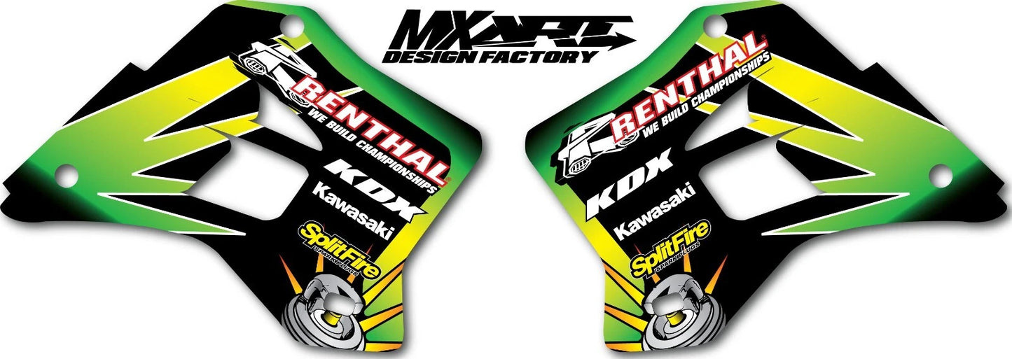 Kawasaki KX 200 Split Style Tank Shroud Stickers Decals Graphics (1995-2008)