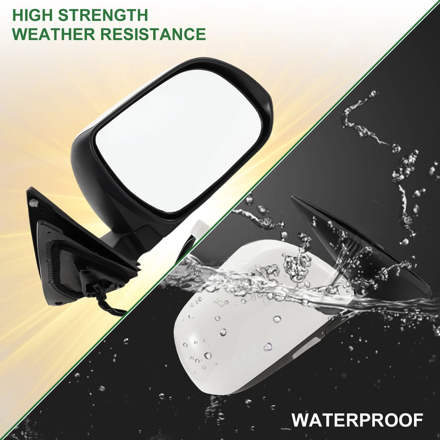 Right Side Door Mirror Manual Folding White for Toyota Highlander (2008-2013)