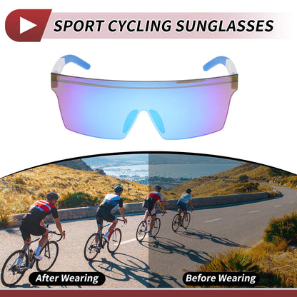 Goggles for Motorcycle Blue Lens White Frame PC Cycling Sunglasses