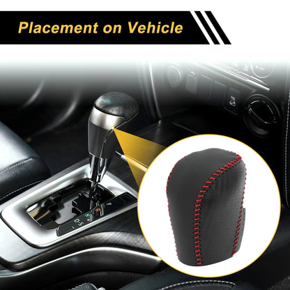 Car Gear Shift Knob Cover for Honda Civic (2016-2021) Black Red Faux Leather
