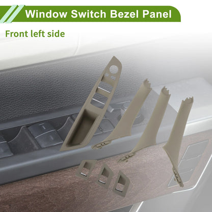 7 Pcs Front Left Window Switch Bezel Cover for BMW 5 Series (2010-2016)