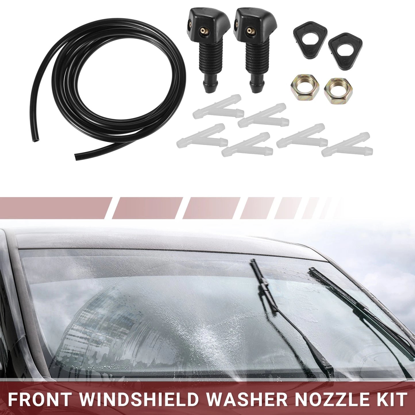 Windshield Washer Nozzle 1x for GMC Front with Hose and Connectors