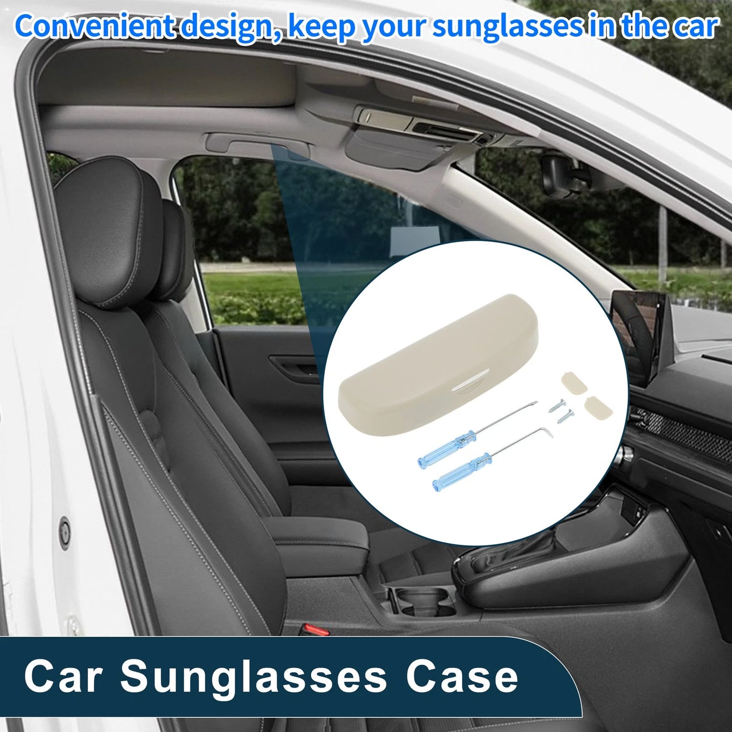 Sunglasses Case for Ford Puma MK2 2020-2025 Beige 1 Set