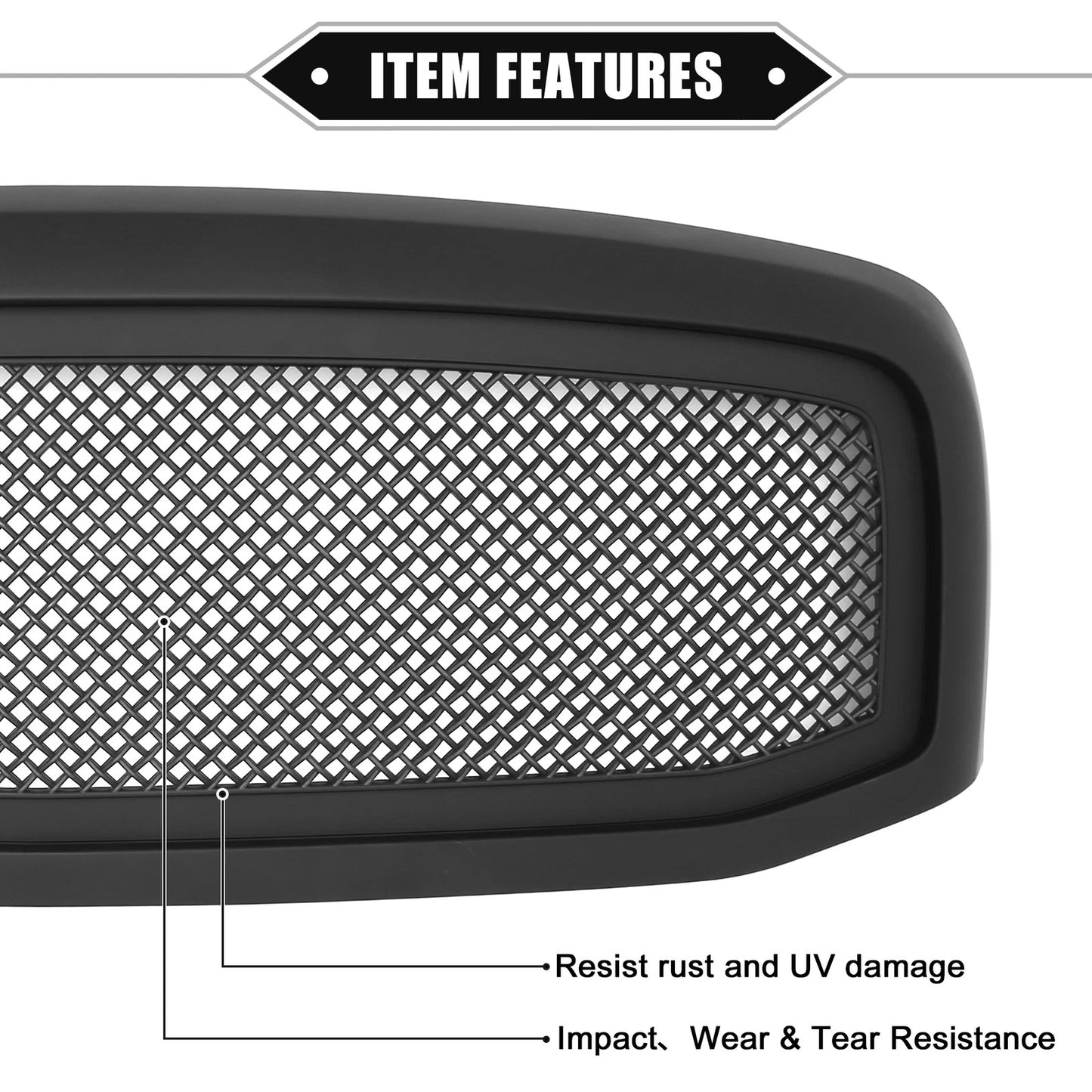 Front Grille Assembly for Dodge Ram 3500 (2006-2009) Matte Black