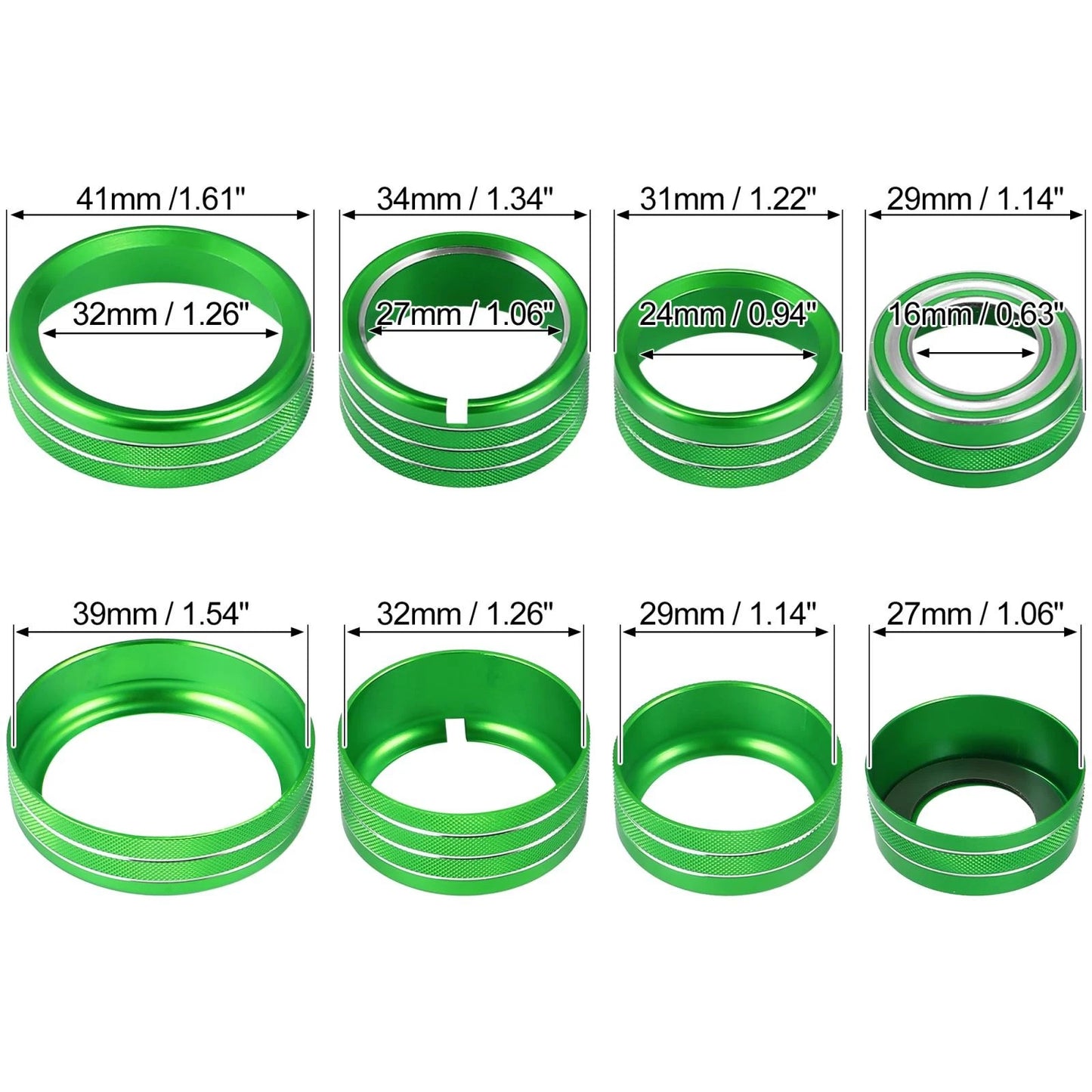 8 x Green Radio Switch Knob Cover for Chevy Silverado GMC Sierra (2014-2018)