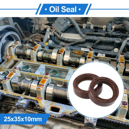 Oil Seal 25x35x10mm FKM Rubber Brown 2 x