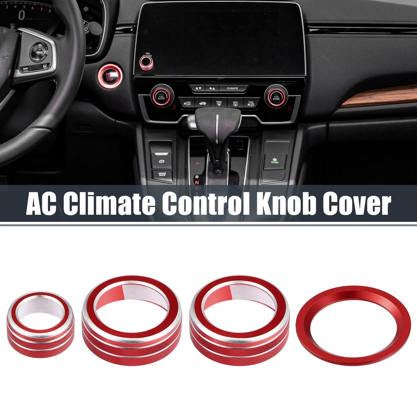4pcs AC Knob Covers for Honda CR-V 2017-2021 Red