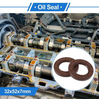Oil Seal Seal Ring Rotary Shaft Seal FKM Rubber 32x52x7mm Brown 2 x Pcs