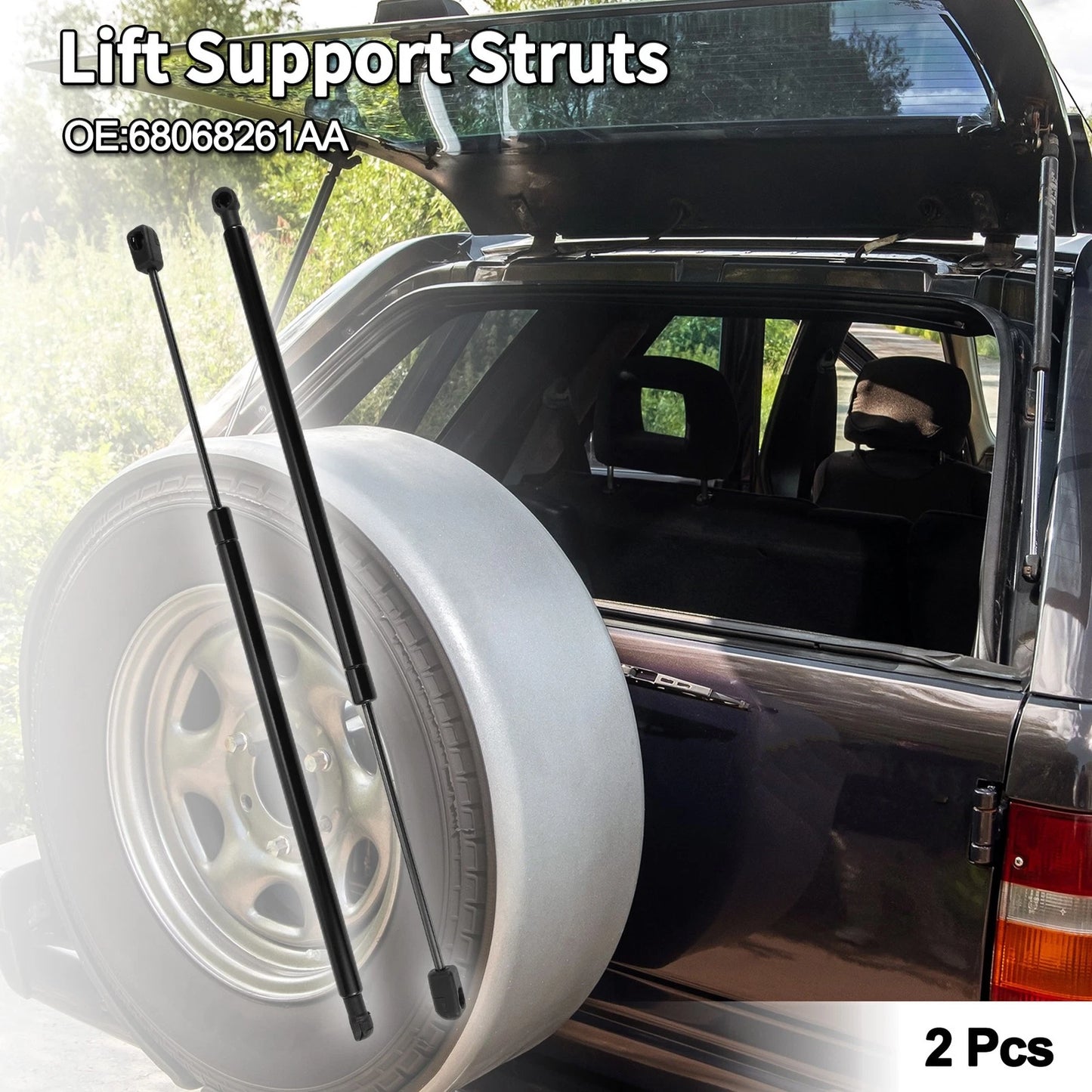 Rear Window Lift Supports for Jeep Wrangler (2011-2017) - 2 x Struts