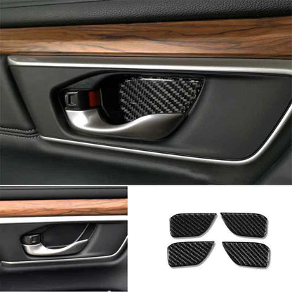 4Pcs Carbon Fiber Inner Door Bowl Cover for Honda CR-V (2017-2021)