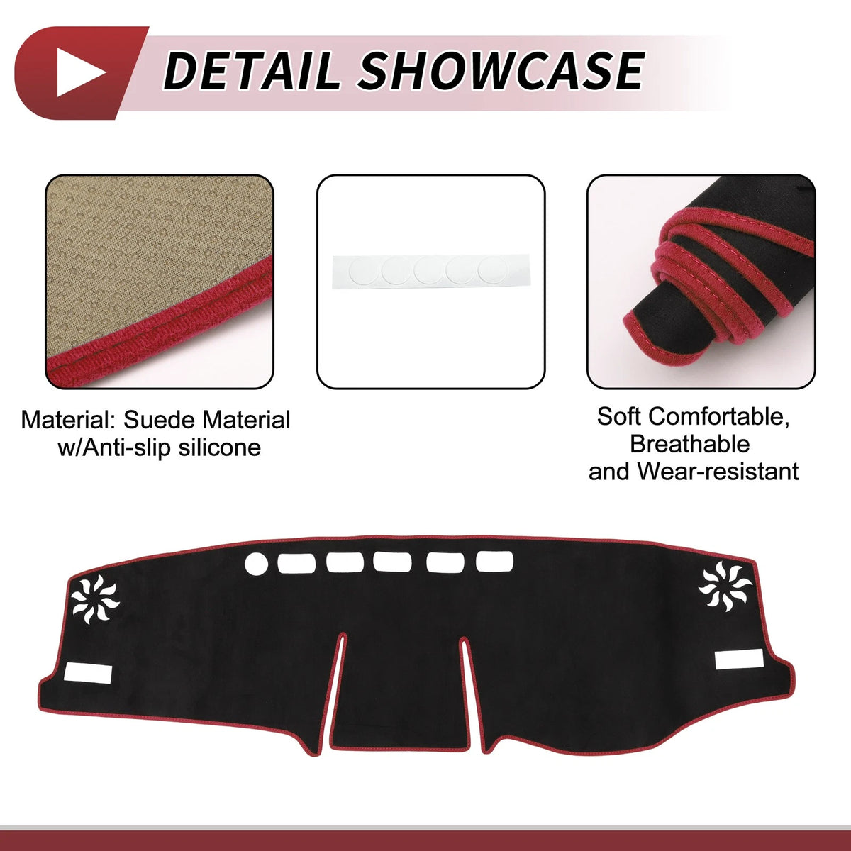 Dashboard Cover Mat for Toyota RAV4 2019-2021 Sun Protector Pad Black Red
