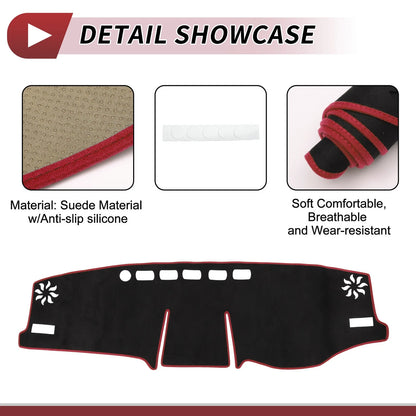 Dashboard Cover Mat for Toyota RAV4 2019-2021 Sun Protector Pad Black Red