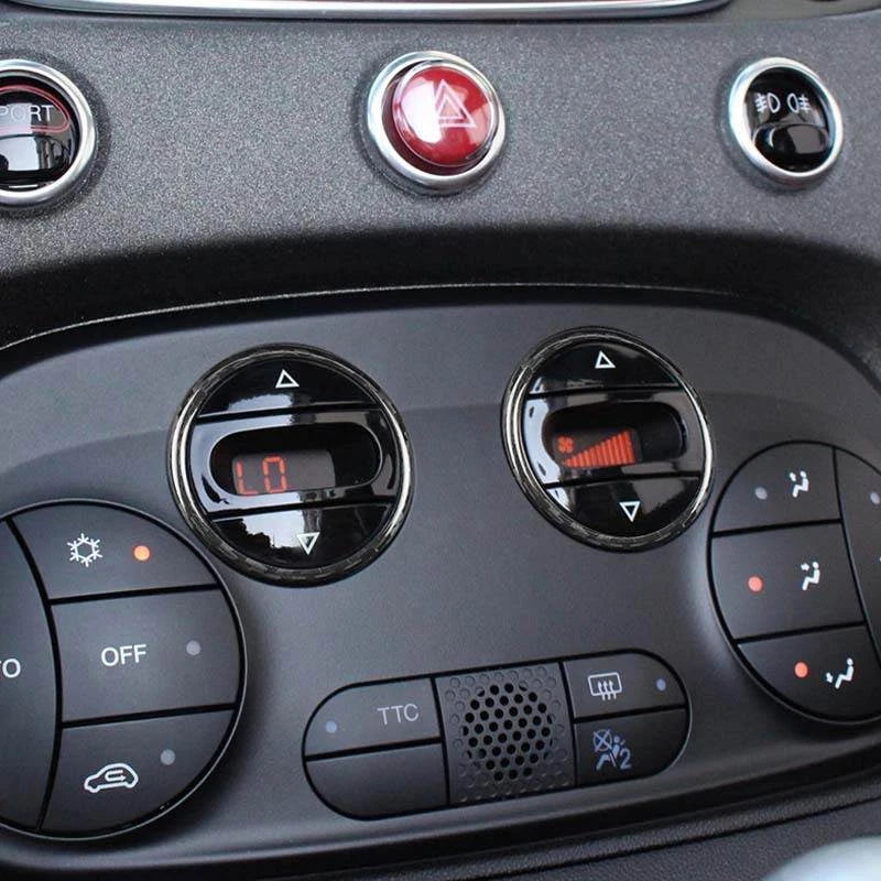 Carbon Fiber Air Condition Switch Knob Trim Cover Ring for Fiat 500 2011-2019