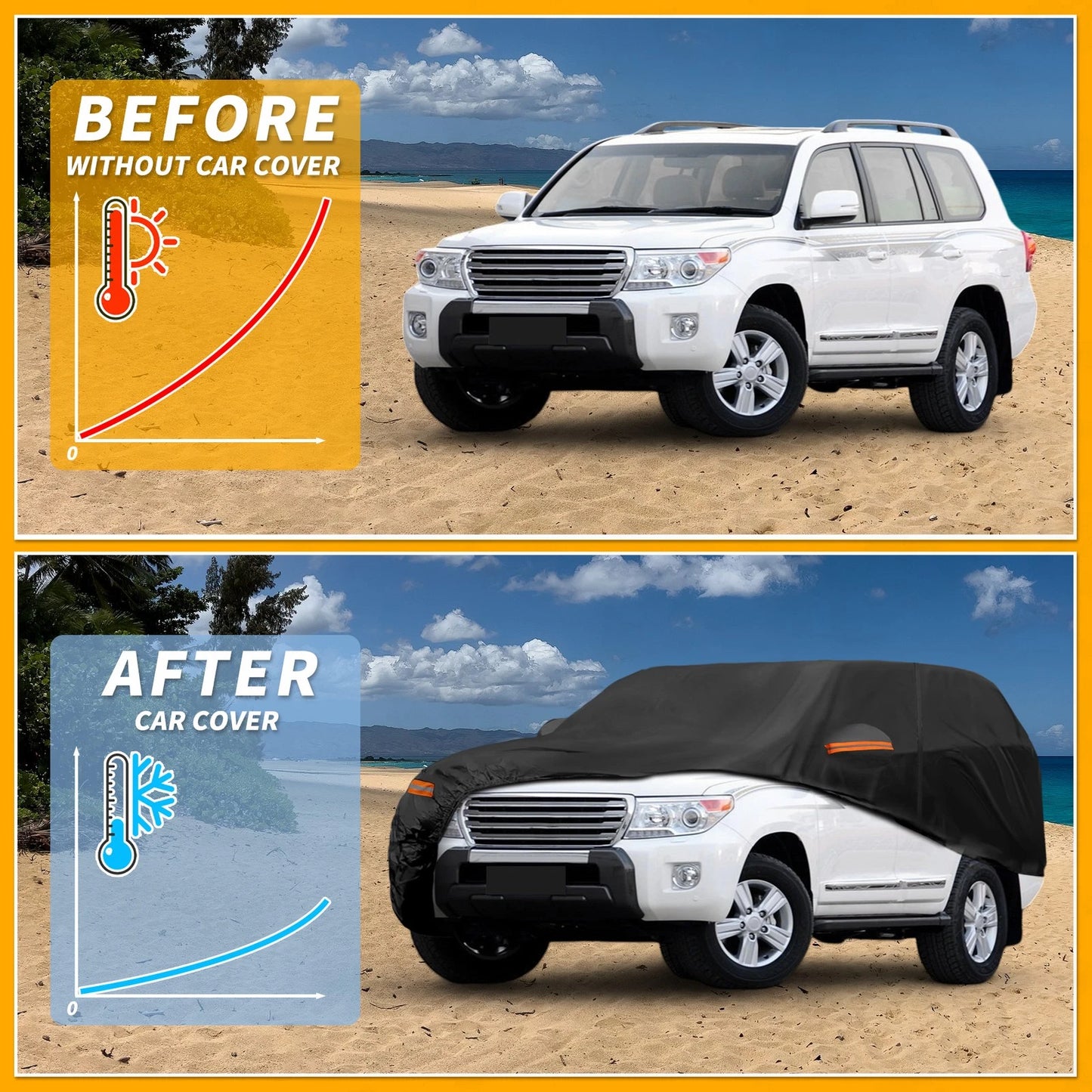 Waterproof All Weather Car Cover for Toyota Land Cruiser (190T-PU)