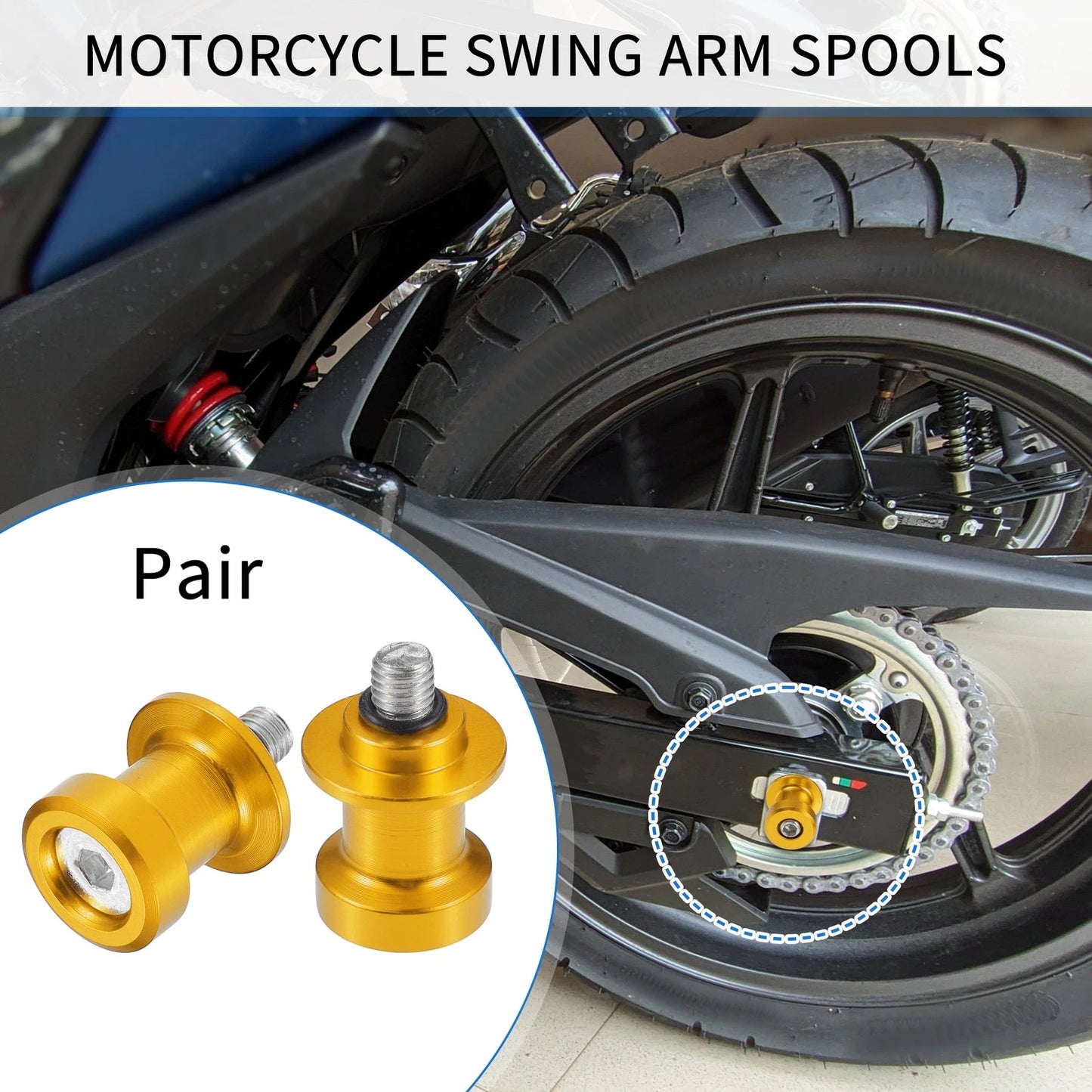 2 x Swingarm Spool 8mm CNC Spool Slider Stand Gold Tone for Motorbike