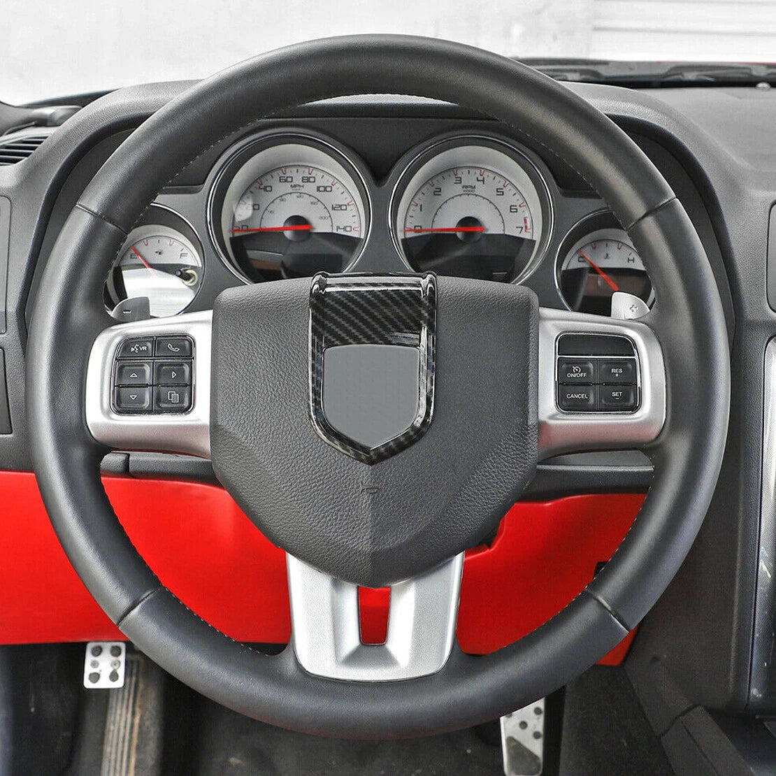 Carbon Fiber ABS Steering Wheel Trim Cover for Dodge Durango (2009-2014)