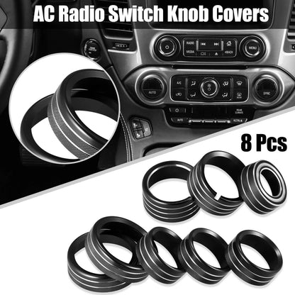 8 x AC Radio Knob Covers for Chevy Silverado & GMC Sierra (2014-2018)