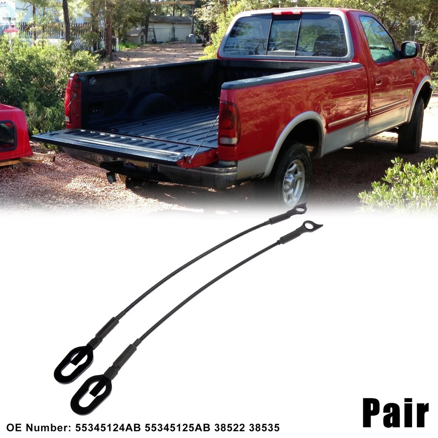 Pair Rear Tailgate Cables for Dodge Ram 1500 2500 3500 (1994-2002)