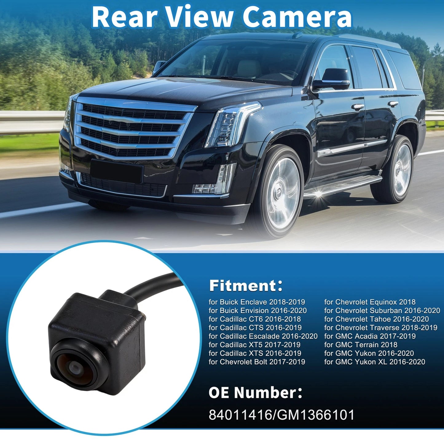 Rear View Backup Reverse Park Assist Camera for Cadillac Escalade (2016-2020)