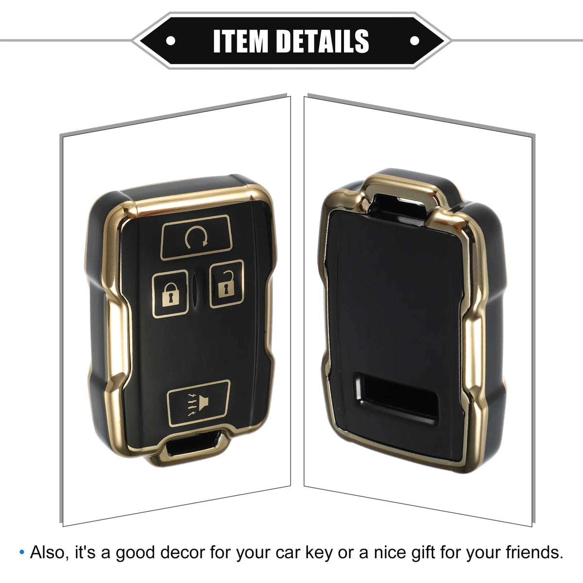 4-Button Key Fob Cover for Chevy Suburban & GMC TPU Black