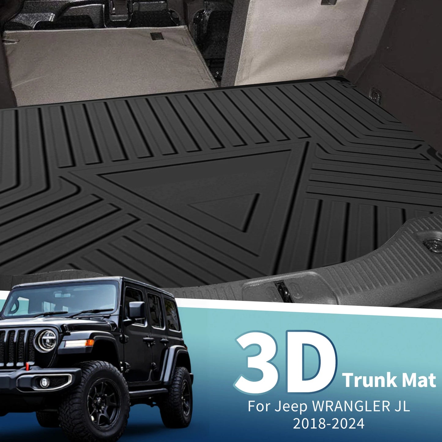 Cargo Liner Rear Trunk Mat for Jeep Wrangler JL 4 Door (2018-2025) 1 x TPE