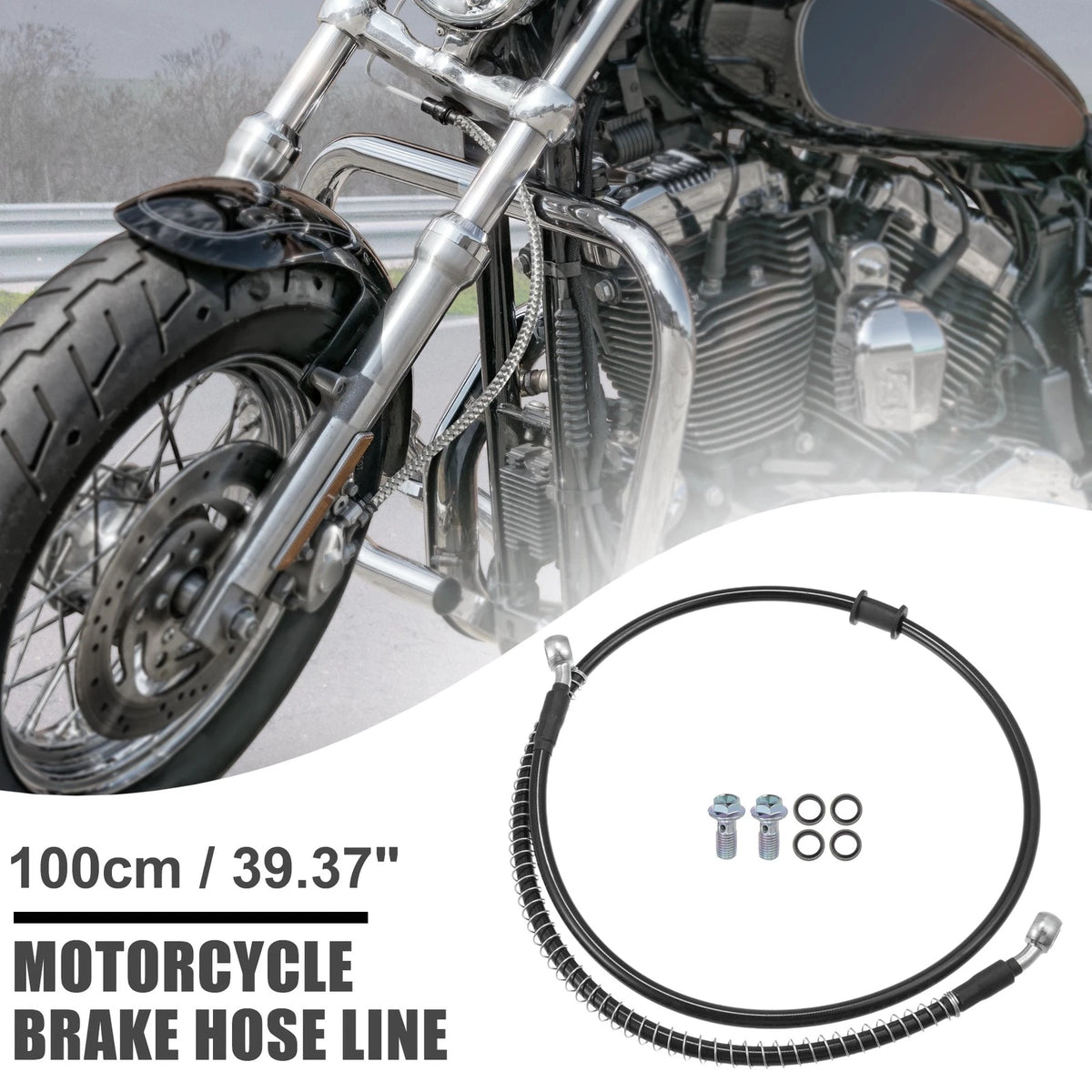 Brake Line / 100cm / Brake Line Oil Hose Pipe with Spring Protection for Motorcycle
