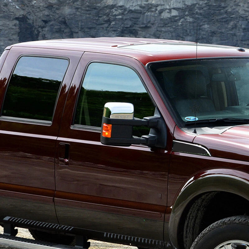 2 x Chrome Upper Towing Mirror Cover Caps for Ford F250 F350 (2008-2016)