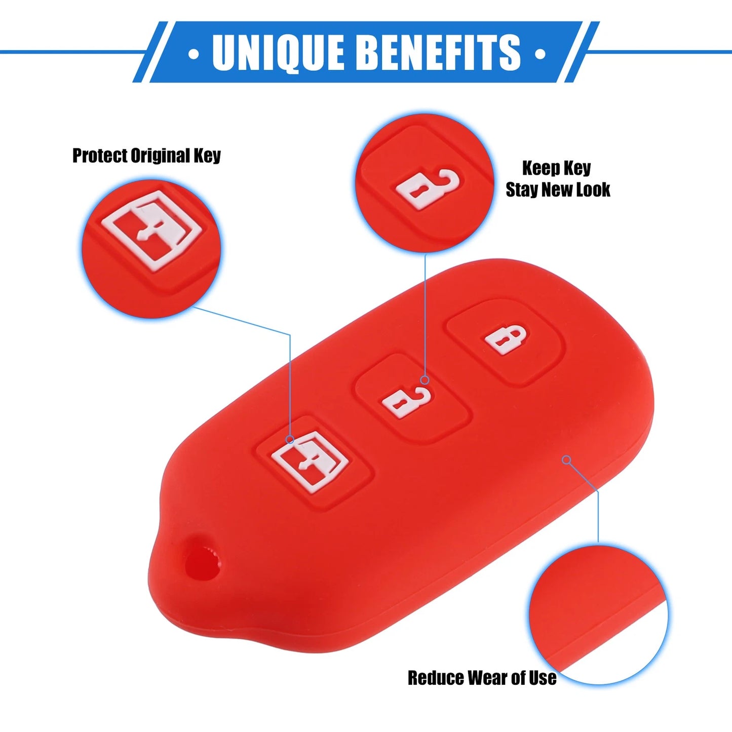 2 x Remote Key Fob Case for Toyota 4Runner Sequoia Silicone Red