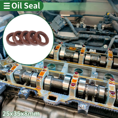 Oil Seal / 25x35x8mm / Rotary Shaft Seal FKM Rubber Brown 5 Pcs
