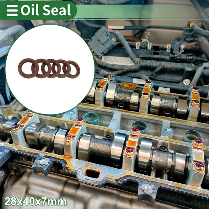 Oil Seal 28x40x7mm FKM Rubber High Pressure Brown 5 Pcs